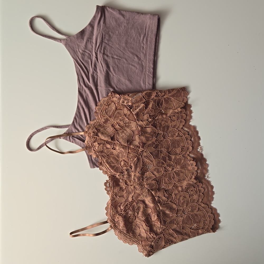 2 Comfy Boho Bralettes (M)